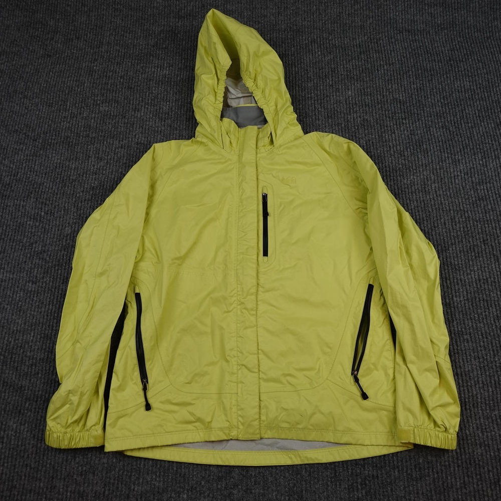 REI Girls XL 18 Rain Jacket Yellow Hooded Waterproof Lightweight 14395-F15
